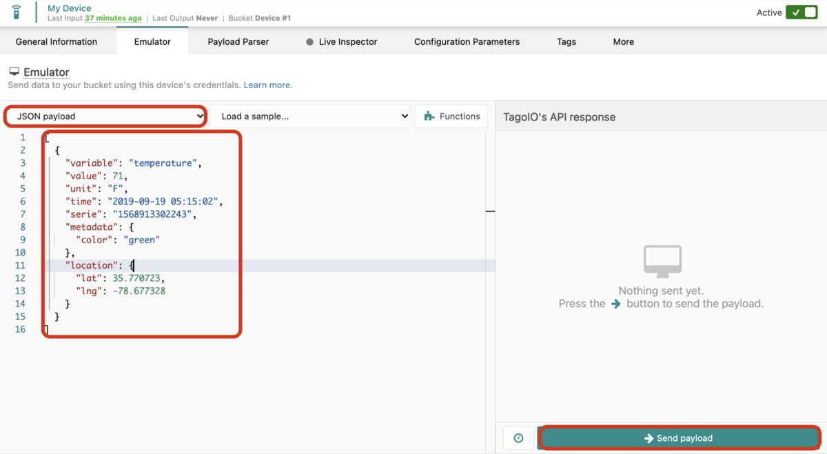 Example payload editor