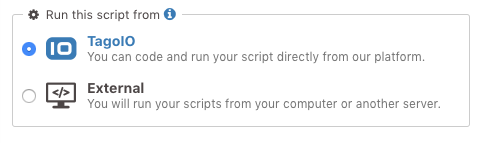 Run this script from options (TagoIO / External)