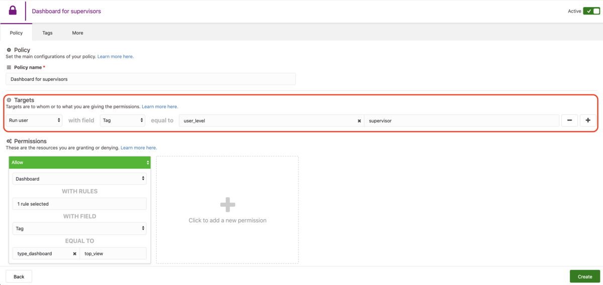 Targets configuration example