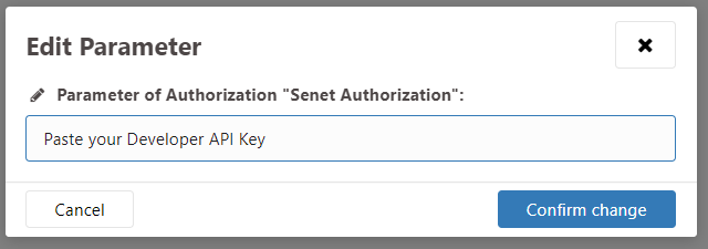 Developer API Key configuration