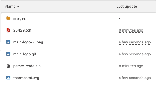 Files list example
