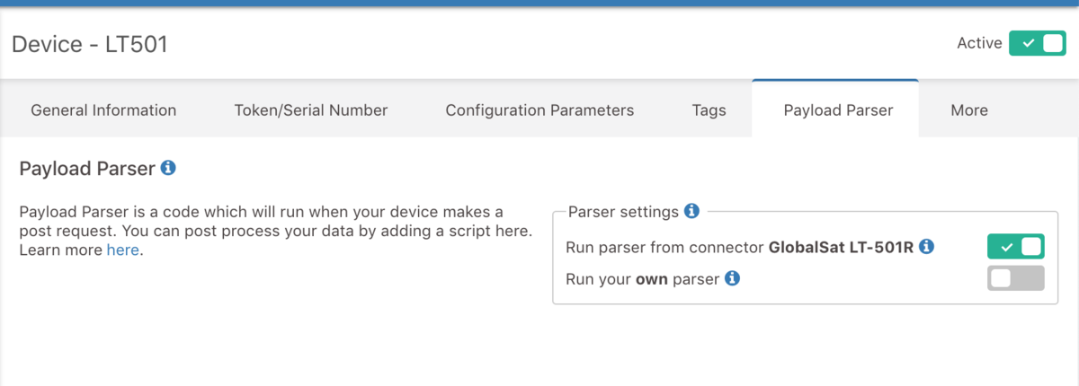 Parser settings to enable the parsers